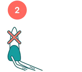 An illustration showing a red X over the root of a knocked out tooth.