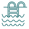 Icon of a swimming pool ladder submerged in gentle water waves.