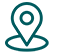 Teal line art icon of a location map pin marker on an oval base.
