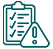 Icon of a clipboard with checkmarks next to an emergency warning triangle.