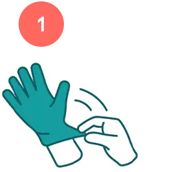 Illustration of a person putting on medical gloves for a dental emergency.