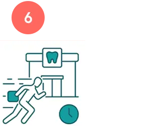 Icon of a person running quickly to a dental clinic for emergency dental care.