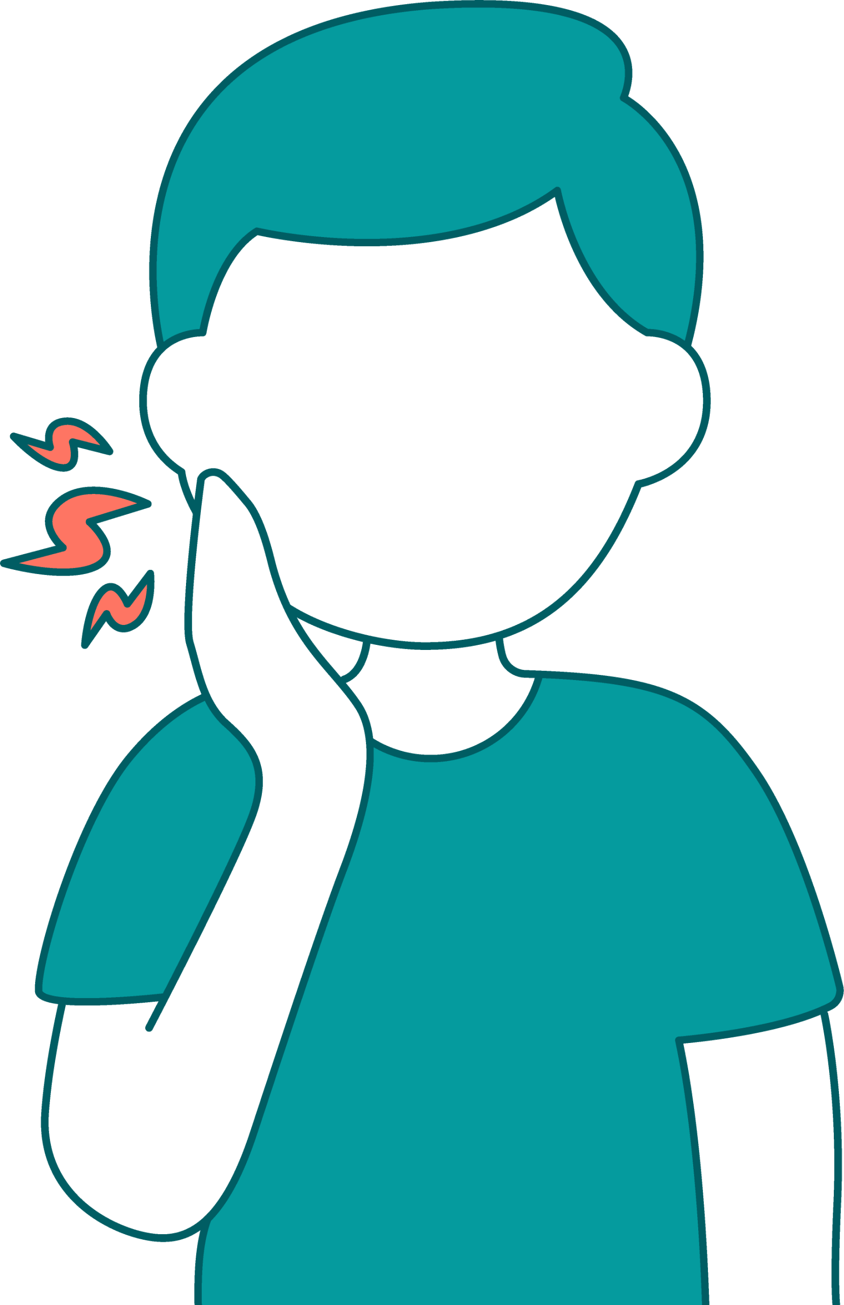 Vector illustration of a person holding their cheek experiencing toothache pain.