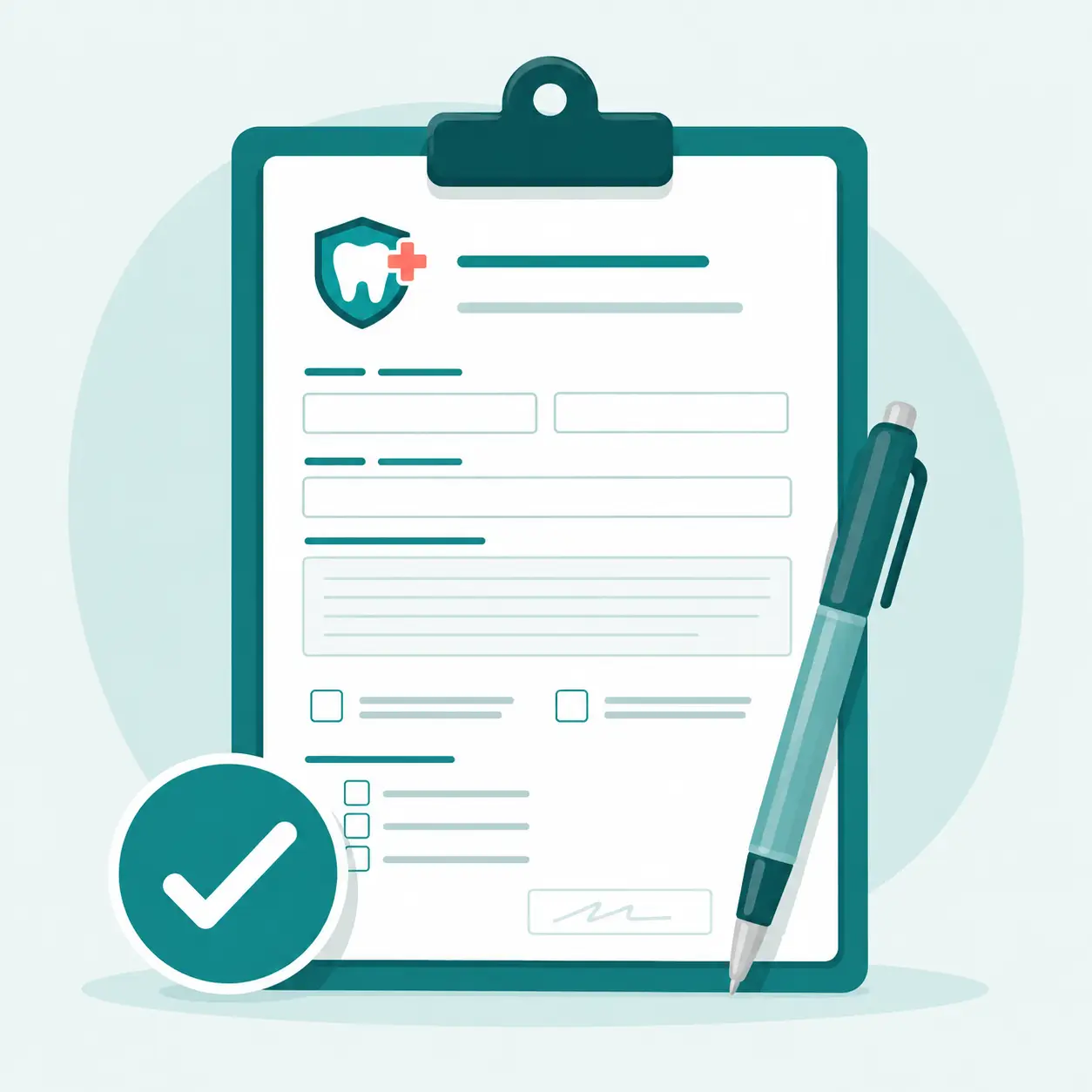 Illustration of a dental injury incident record form on a clipboard