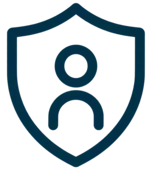 A dark blue shield icon featuring a user symbol for ToothRevive dental protection.
