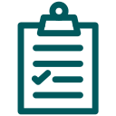 Teal clipboard icon displaying a dental trauma emergency checklist with a checkmark.