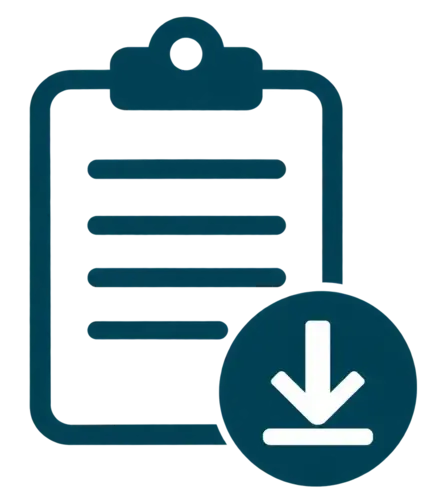 A dark blue clipboard icon with a download symbol for ToothRevive emergency guides.